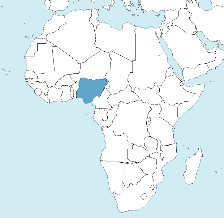 Nigeria highlighted on the dealer map